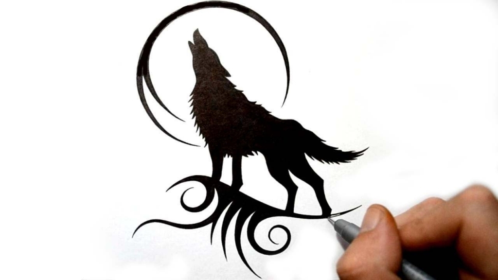 1024x576 Wolf Howling Drawing How To Draw A Howling Wolf Easy Step Step