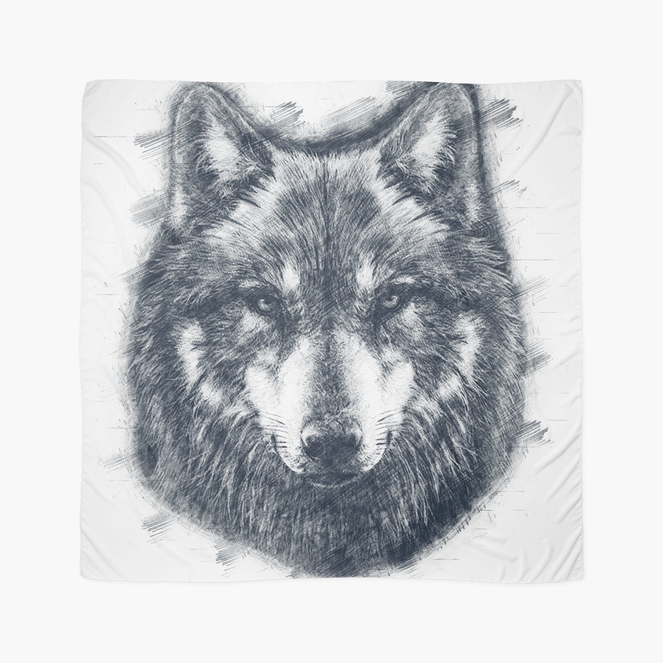 1313x1313 Wolf Face Drawing Scarves By Heartbeats Redbubble