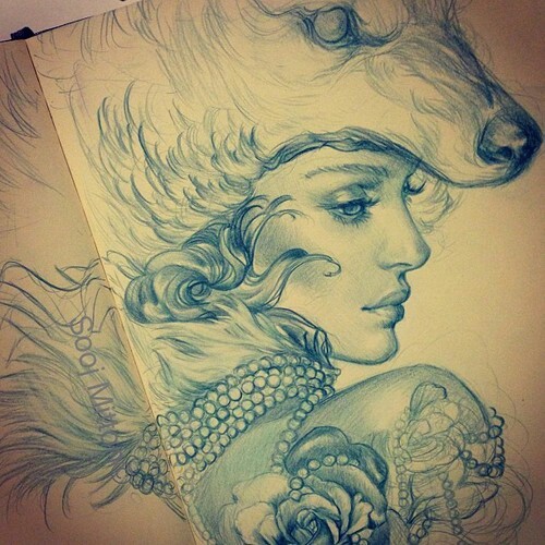 500x500 Woman With A Wolf Hat Secret Garden Wolf Hat, Wolf