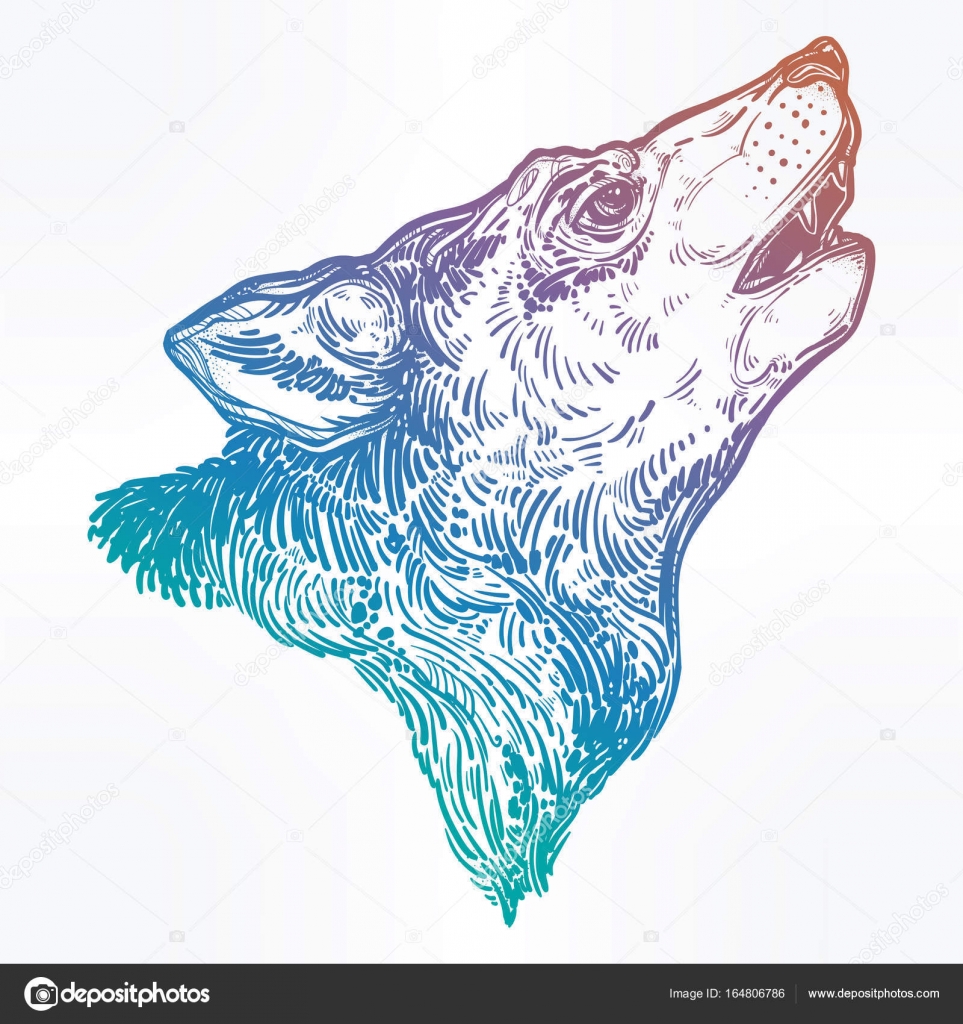 963x1024 Decocrative Hand Drawn Wolf Howling