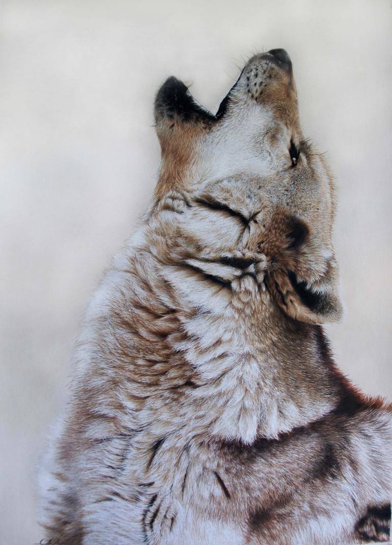 770x1070 Saatchi Art Grey Wolf Howling Drawing By Carla Grace