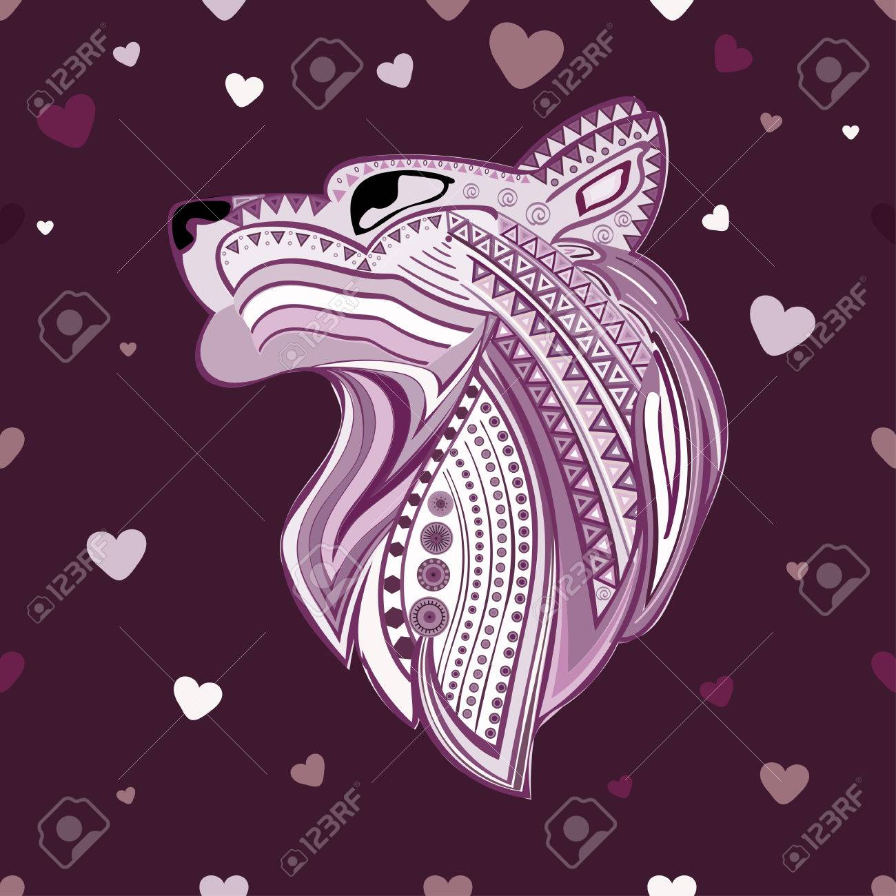 1300x1300 Vintage Wolf Head Ethnic Pattern Hand Draw. Predator. Wolf Symbol