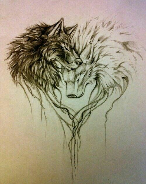500x628 Wolf Love Tattoo Couple Tattoos Wolf, Tattoo