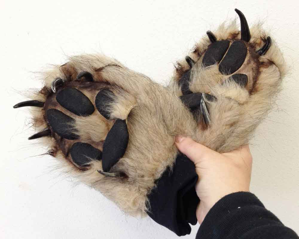 1000x800 Wolf Paw Gloves. Realistic Animal Costume Feet Hands