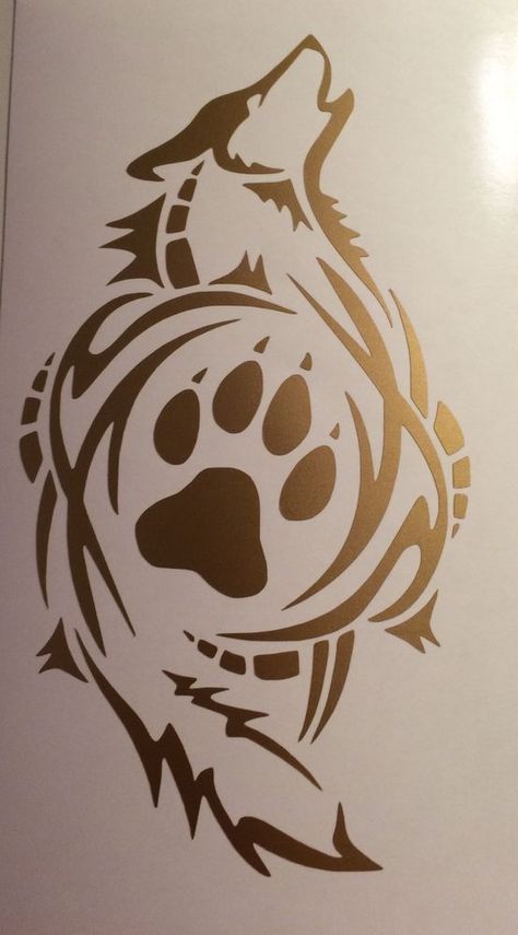474x855 Tribal Wolf Paw Print Decal Vinyl Sticker Funny Window Car Gold