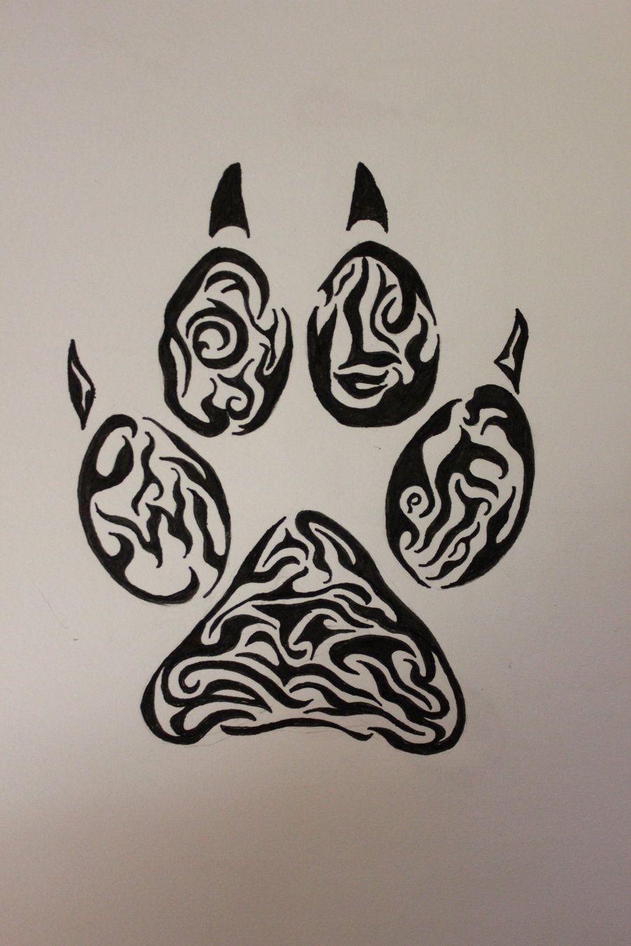 900x1350 Wolf Paw Tribal Tattoo By