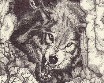 340x270 Growling Wolf Etsy