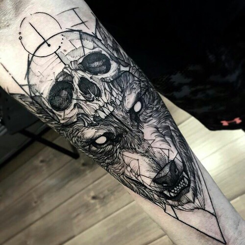 500x500 Arm, Tattoo, Wolf, Teeth, Skull