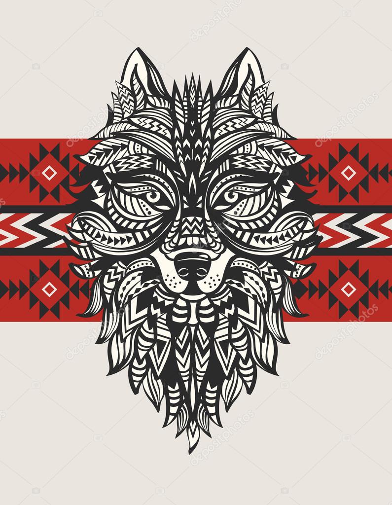 795x1024 Ethnic Totem Of A Wolf. Indian Wolf. Stock Vector Kate.she