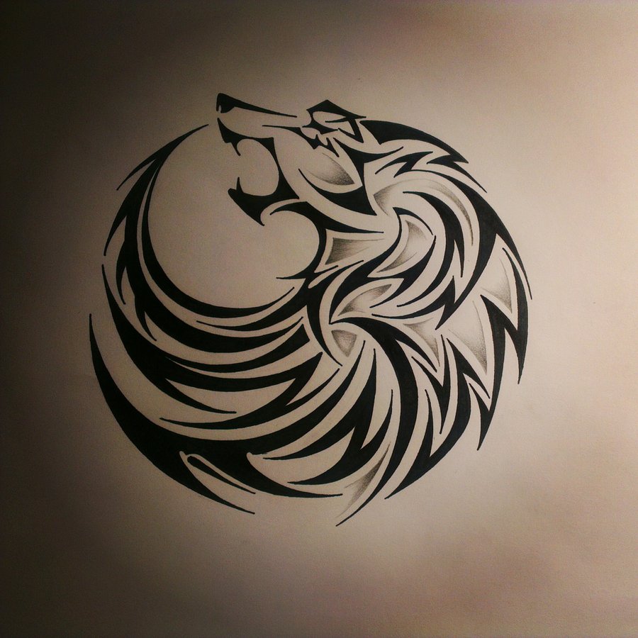 900x900 Tribal Wolf Tattoo By Viking