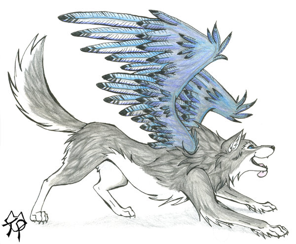 Wolf With Wings Drawing at GetDrawings | Free download