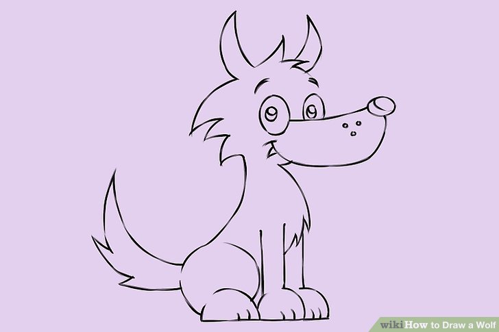 728x485 Drawing How To Draw A Cartoon Wolf Howling In Conjunction