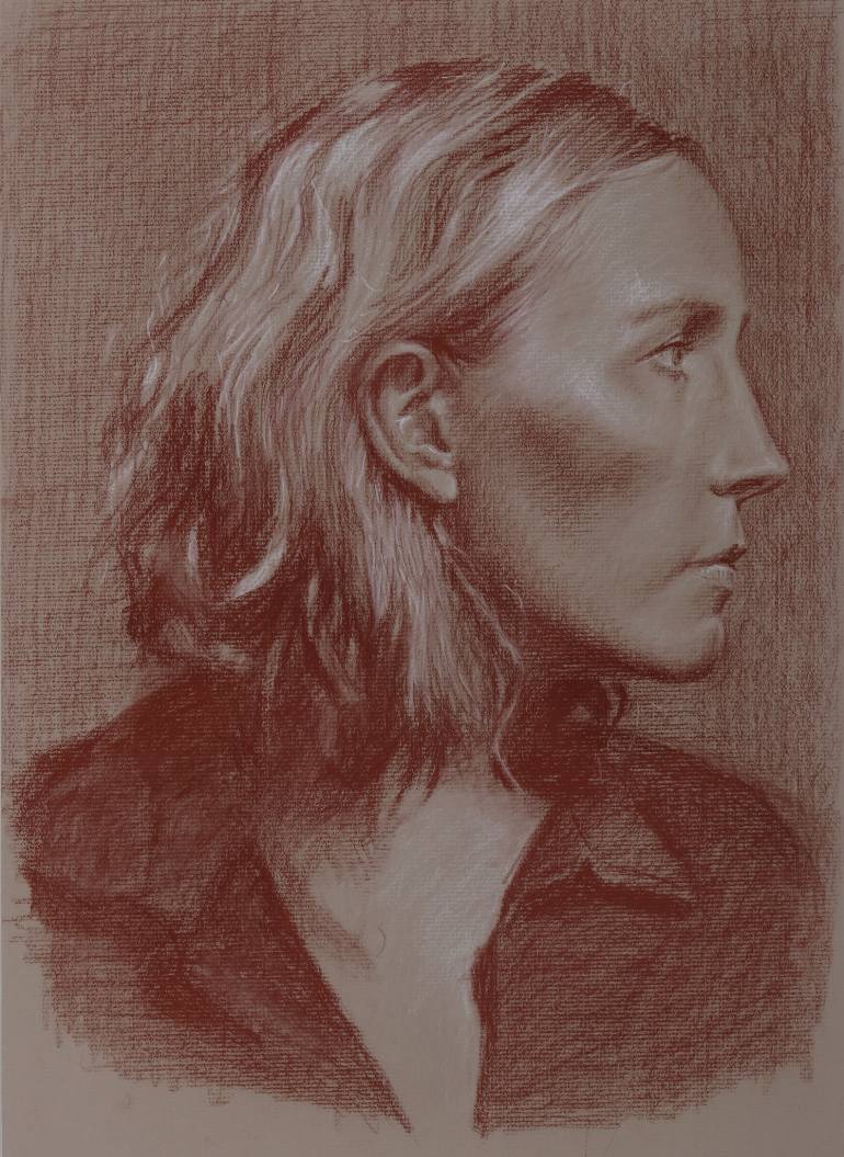 770x1055 Saatchi Art Portrait Of A Woman In Profile Drawing By Caouette
