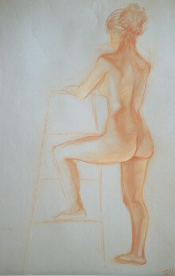 571x900 Side Profile Of Woman Standing Drawing By Jennifer Christenson