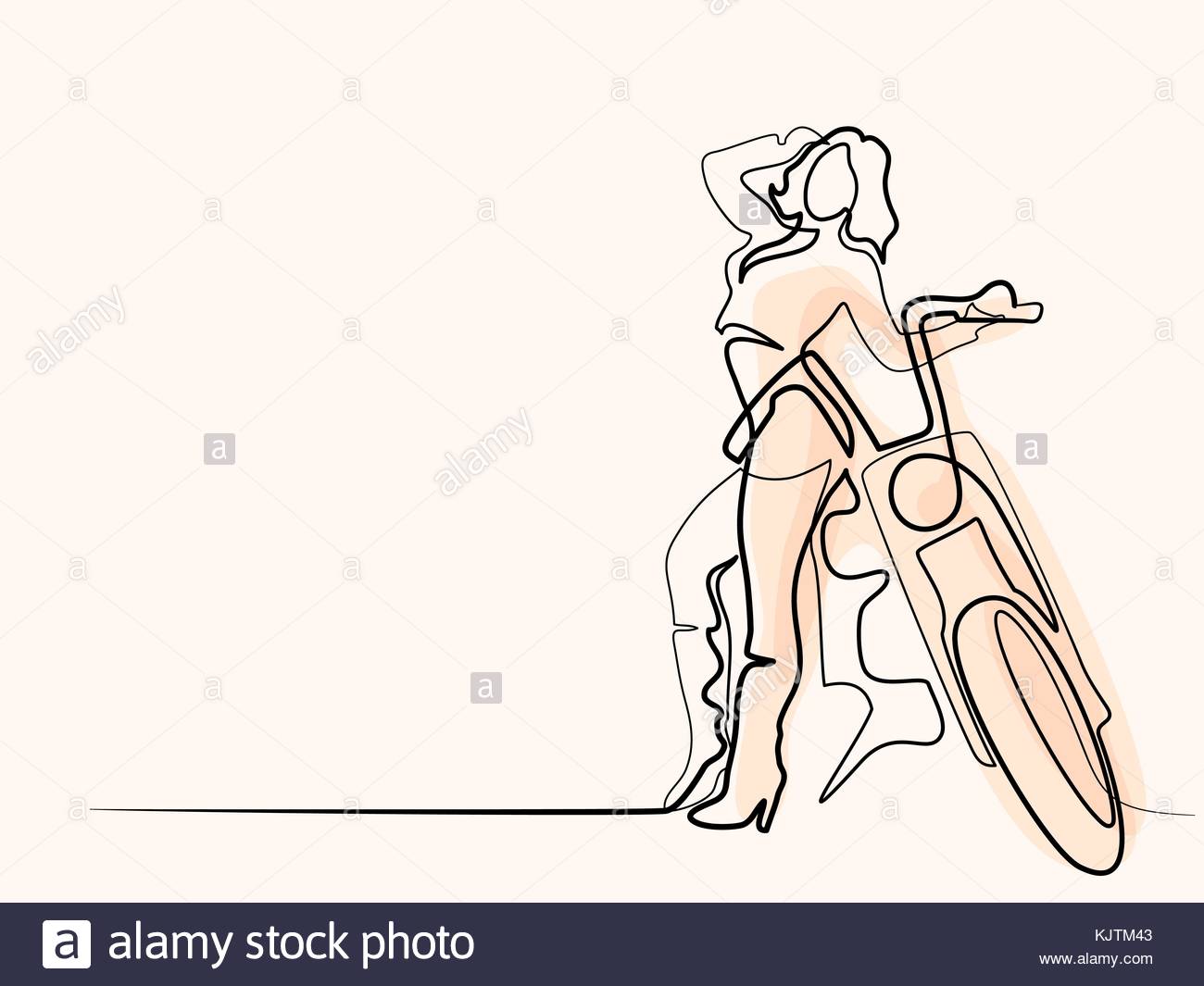 1300x1065 Woman Standing Near Motorbike Stock Vector Art Amp Illustration