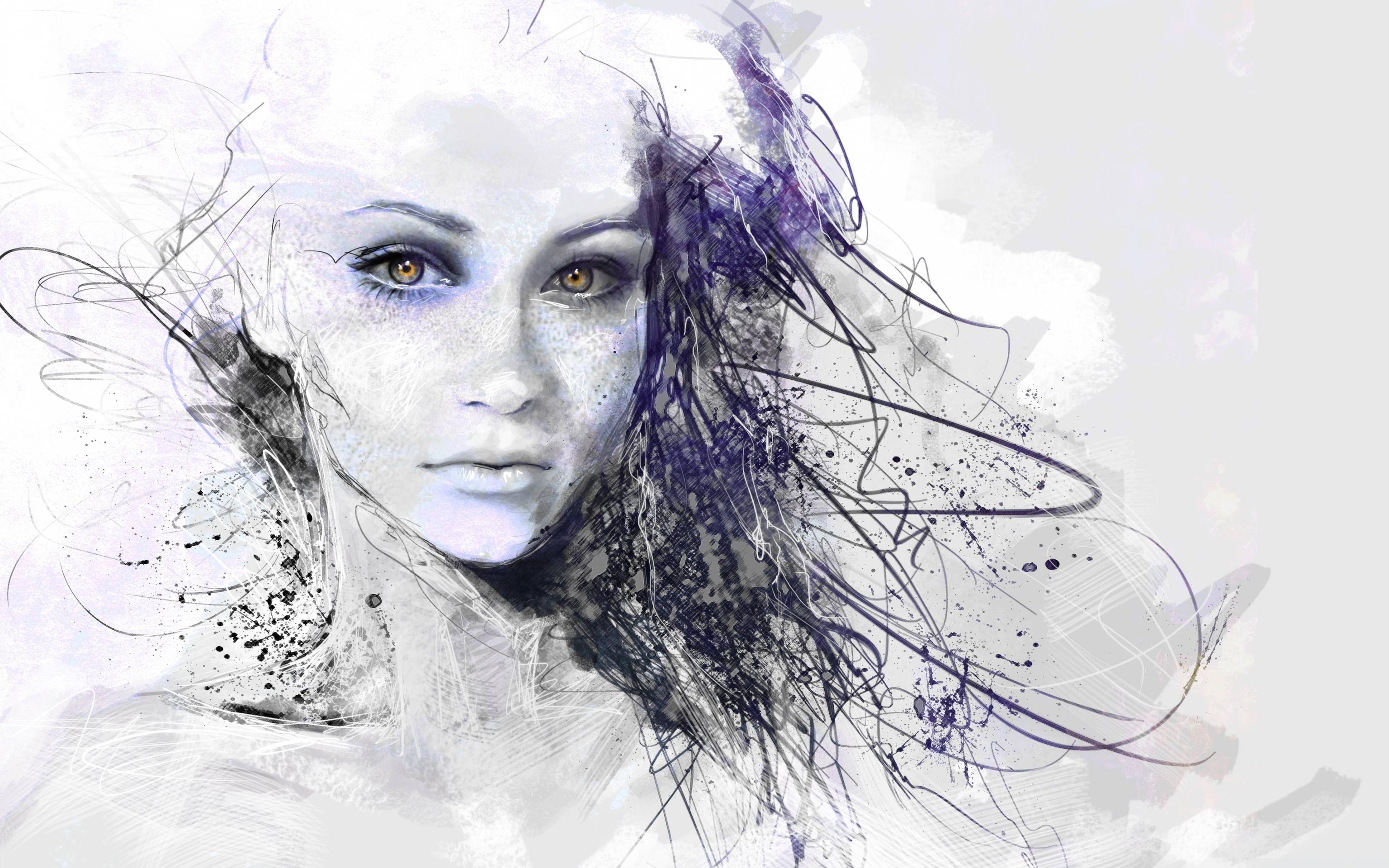 3072x1920 Drawing Of A Woman's Face (3072x1920) Printmaking And Canvases