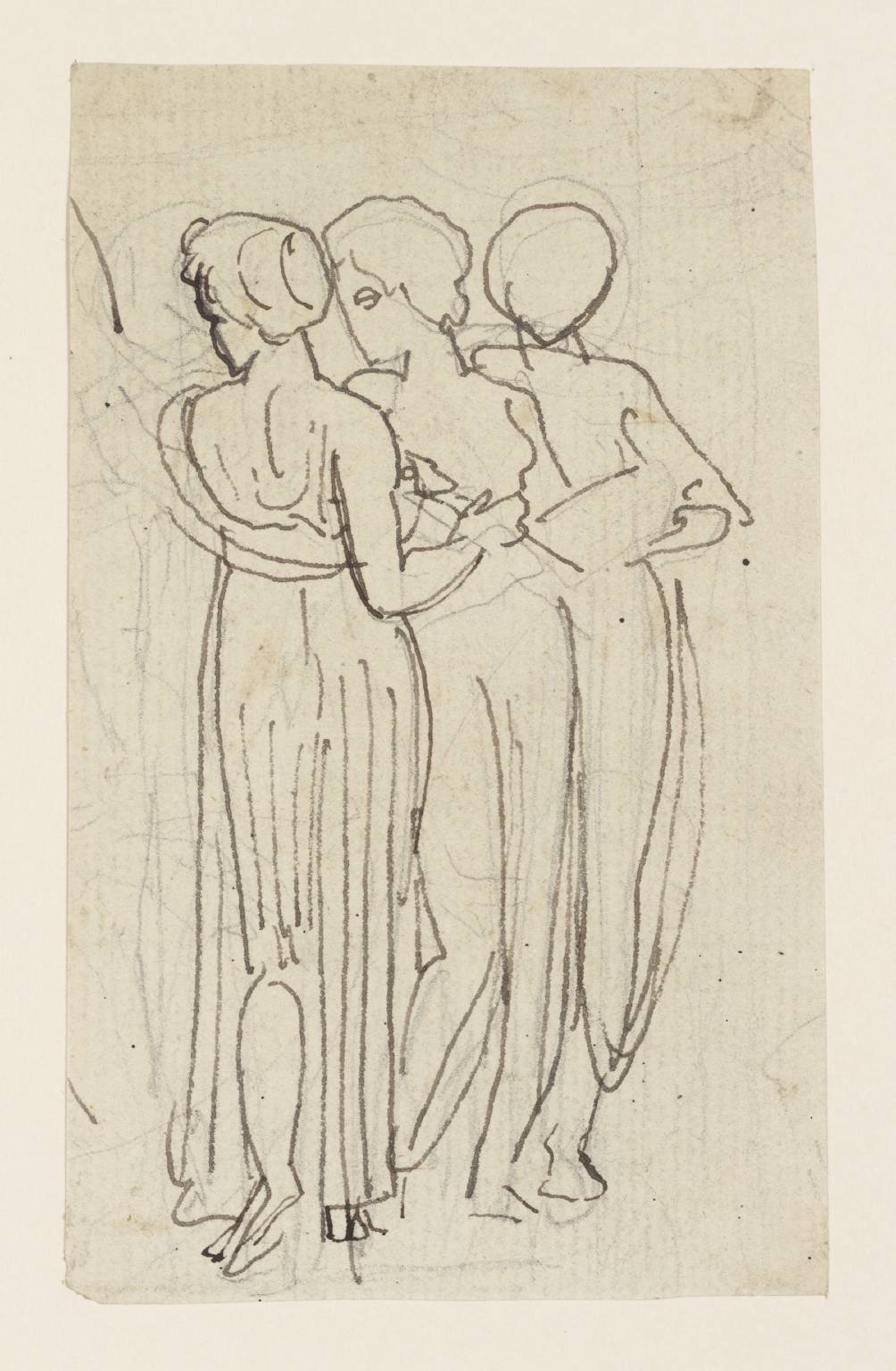 1004x1536 Group Of Three Standing Women. Verso A Larger Drawing', Thomas