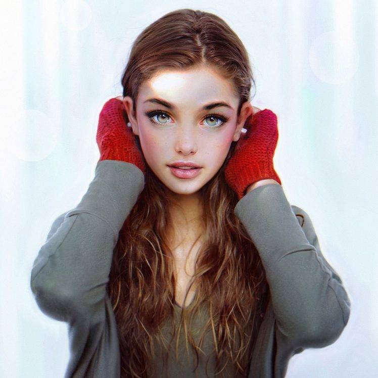 748x748 Women, Face, Drawing, Portrait Wallpapers Hd Desktop And Mobile