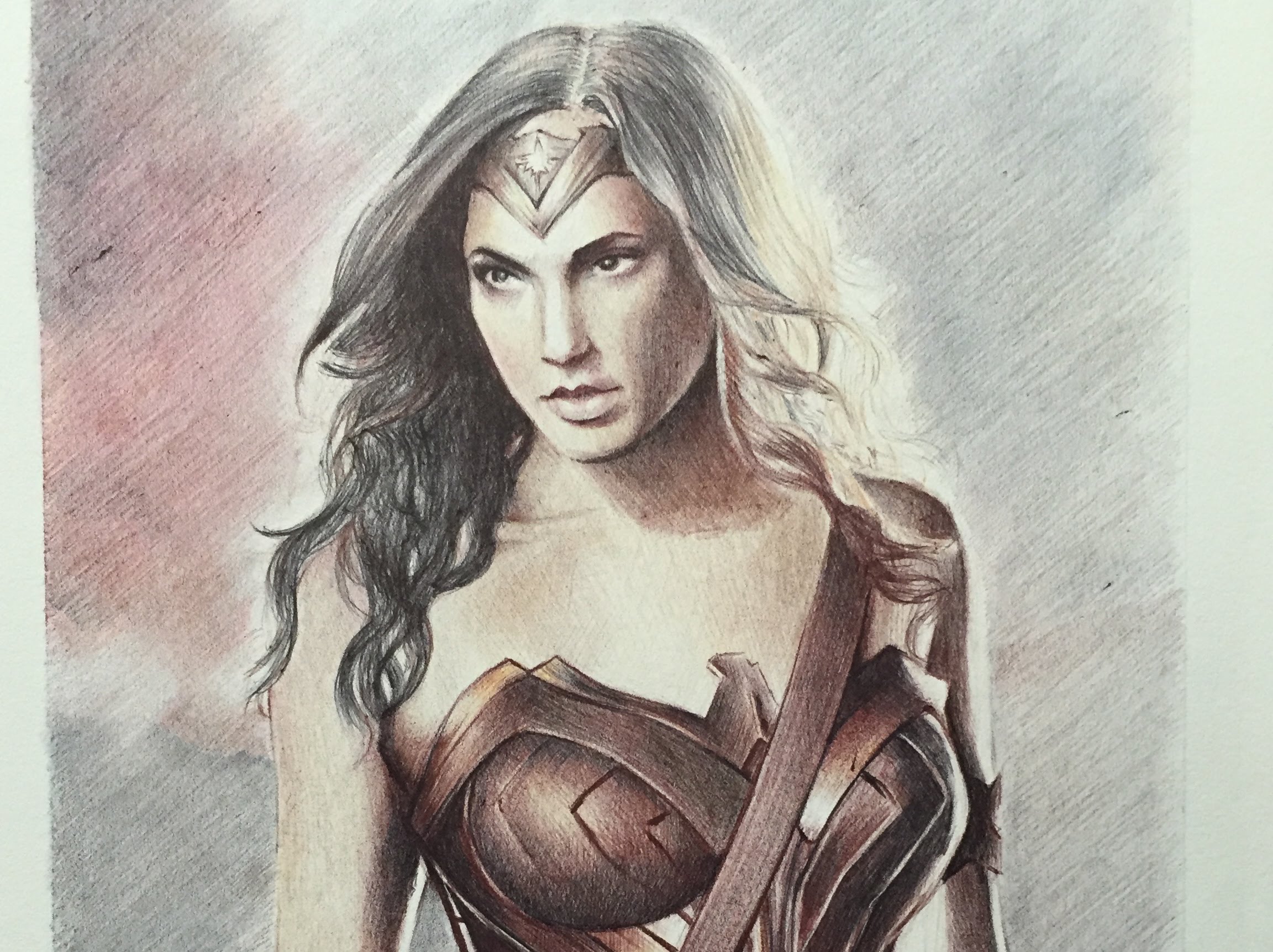 2304x1723 Wonder Woman Gal Gadot Ballpoint Pen Drawing