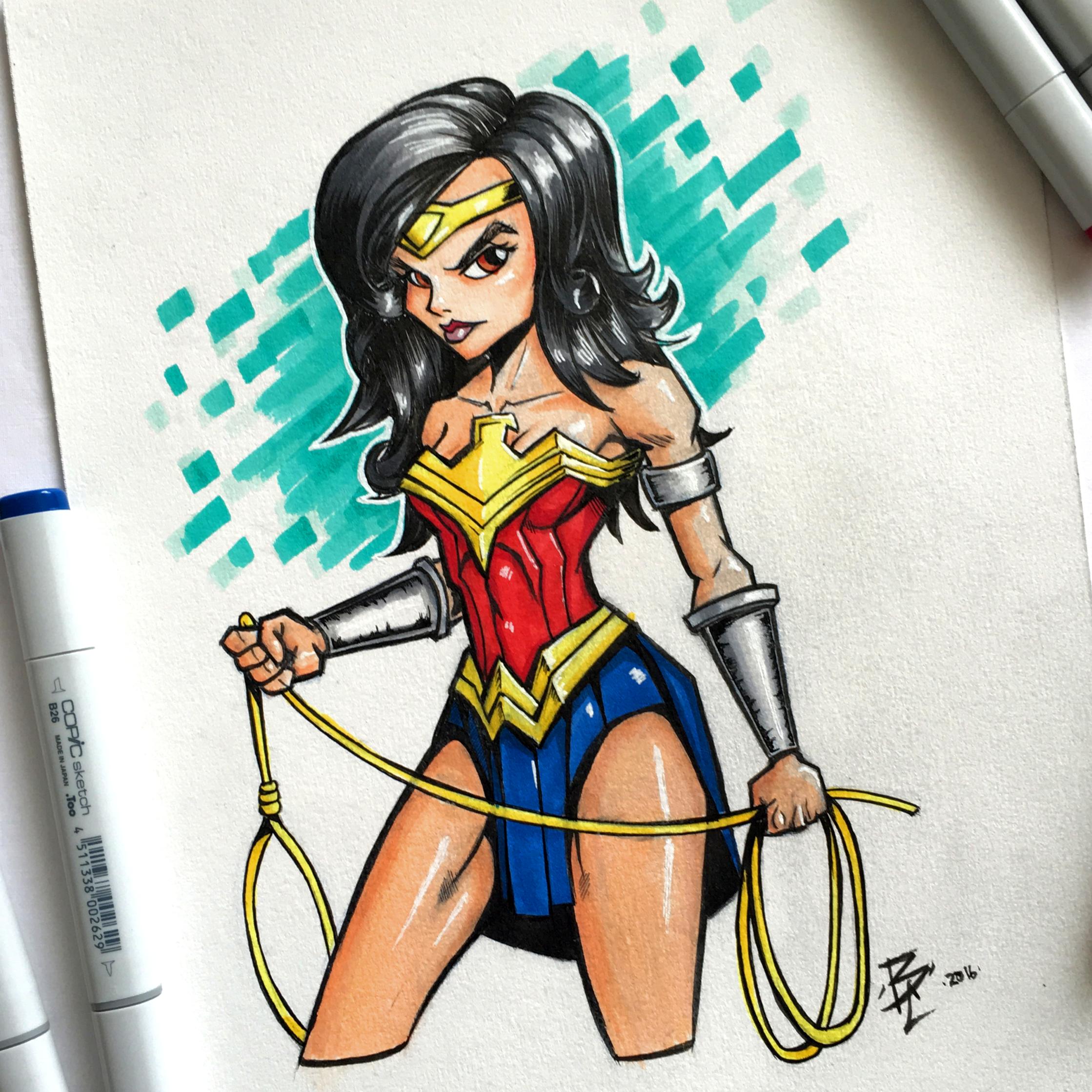 2238x2238 Wonder Woman Ink Amp Marker Drawing