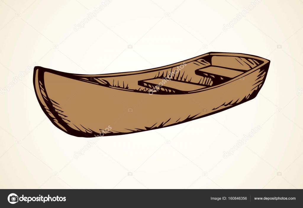1024x703 Wooden Boat. Vector Drawing Stock Vector Marinka