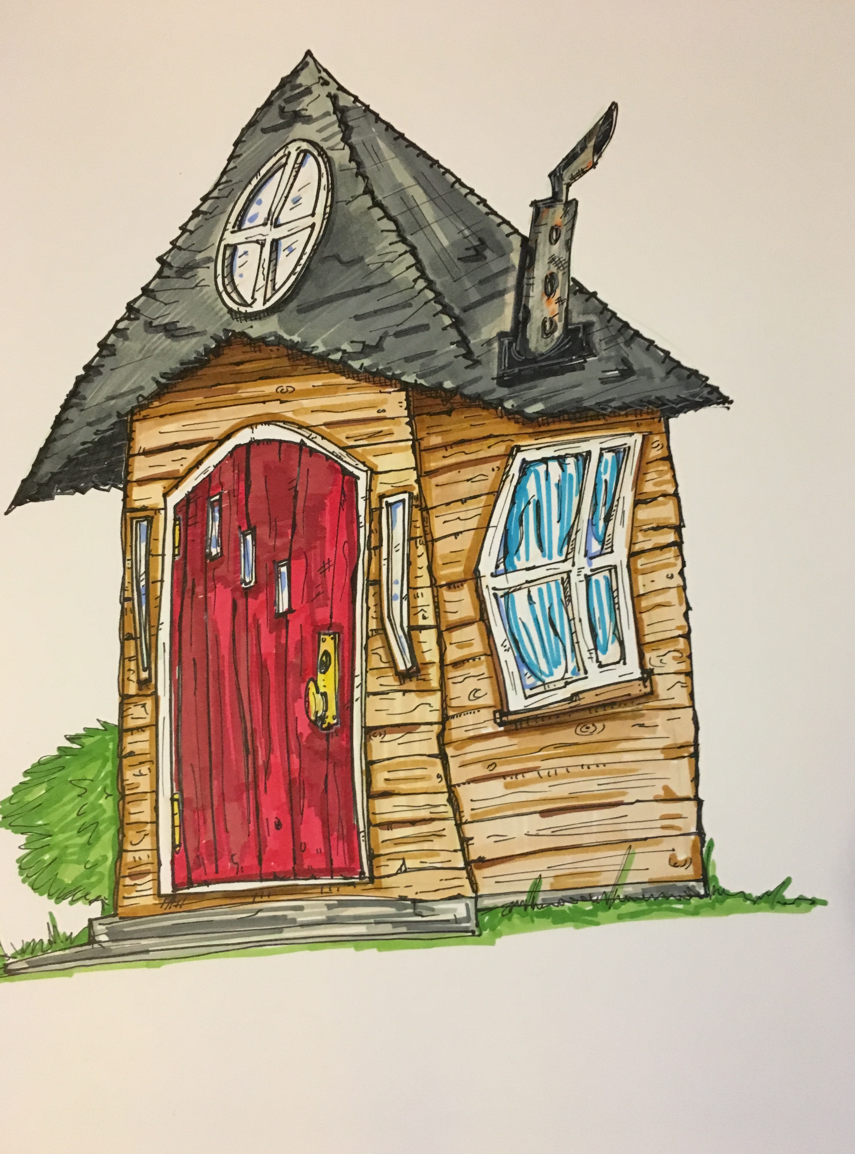 2855x3851 Tim Burton Style Ole Wooden House Drawing My Artwork