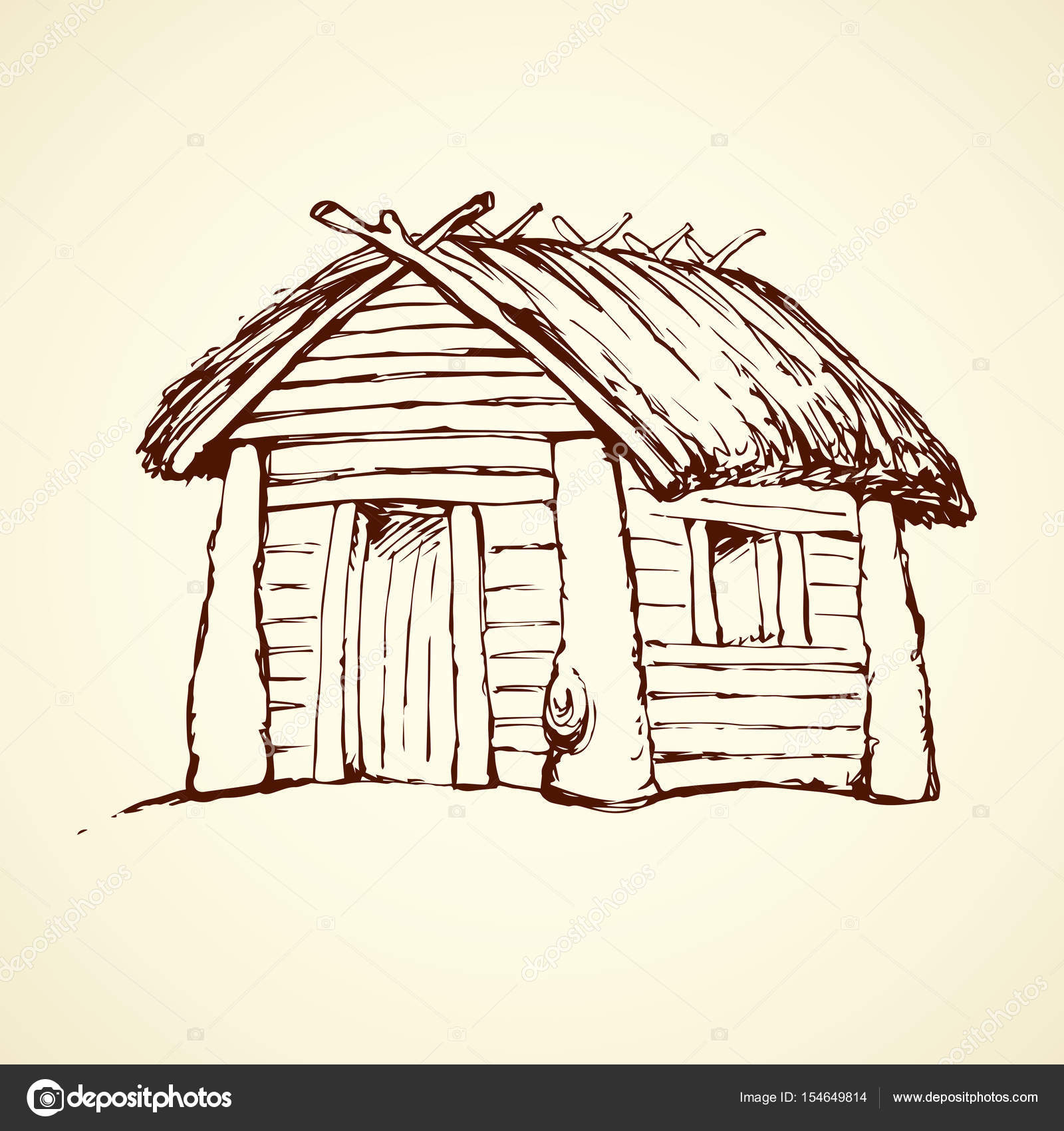 1600x1700 Wooden House. Vector Drawing Stock Vector Marinka
