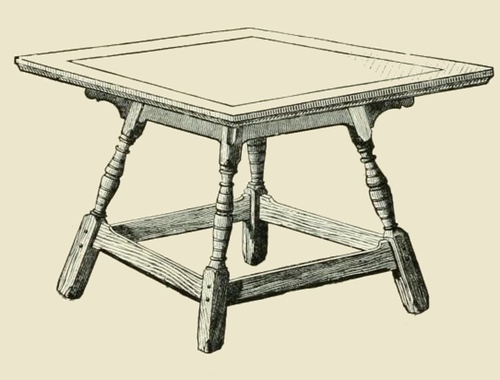 500x380 Vintage Wood Table Drawing