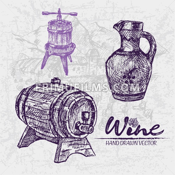 600x600 Digital Color Vector Detailed Line Art Wooden Barrel With Tap