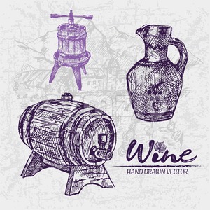 300x300 Digital Color Vector Detailed Line Art Wooden Wine Barrel Vector