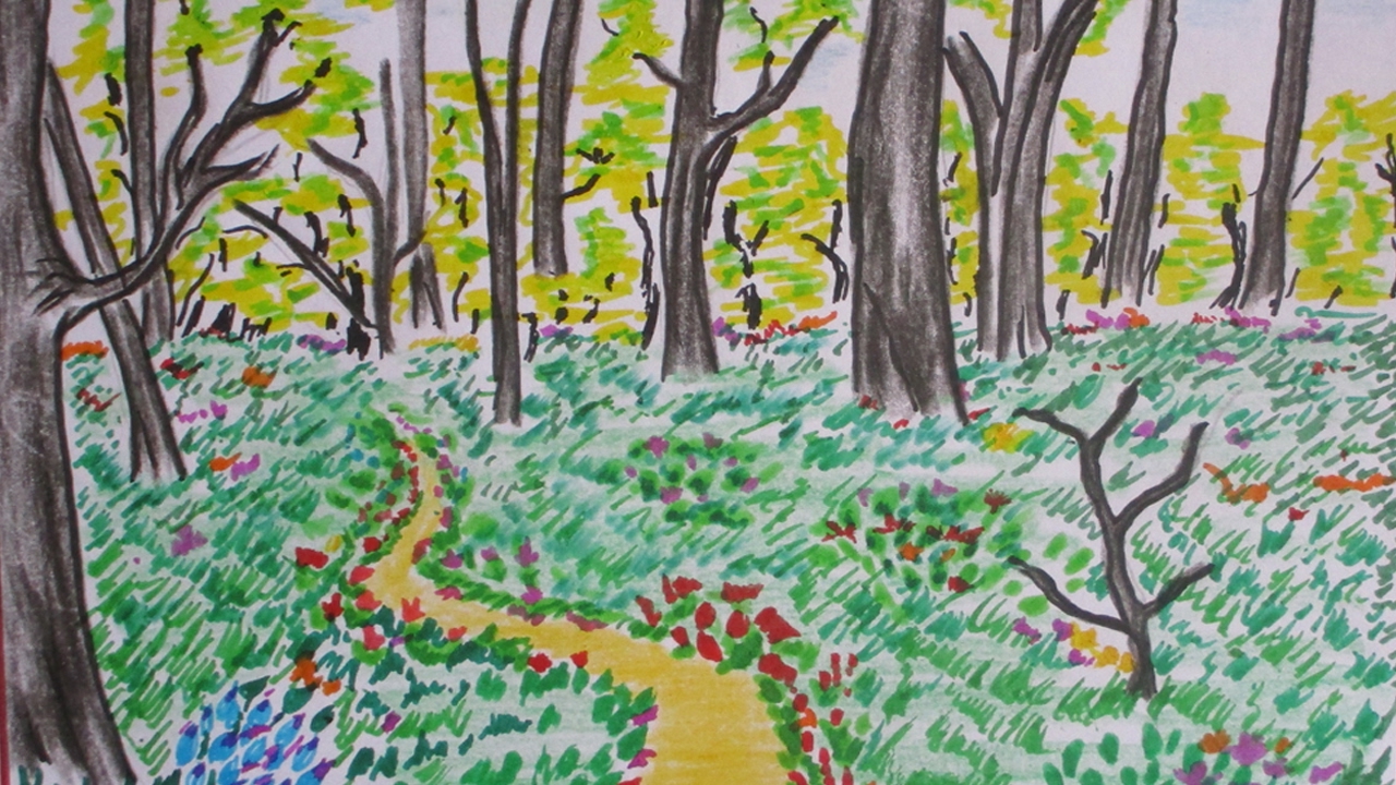 1280x720 How To Draw Forest Landscape Scenery Drawing Channel 44
