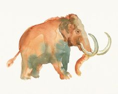 236x189 Wooly Mammoth 11x9 Original Watercolor Illustration Watercolor