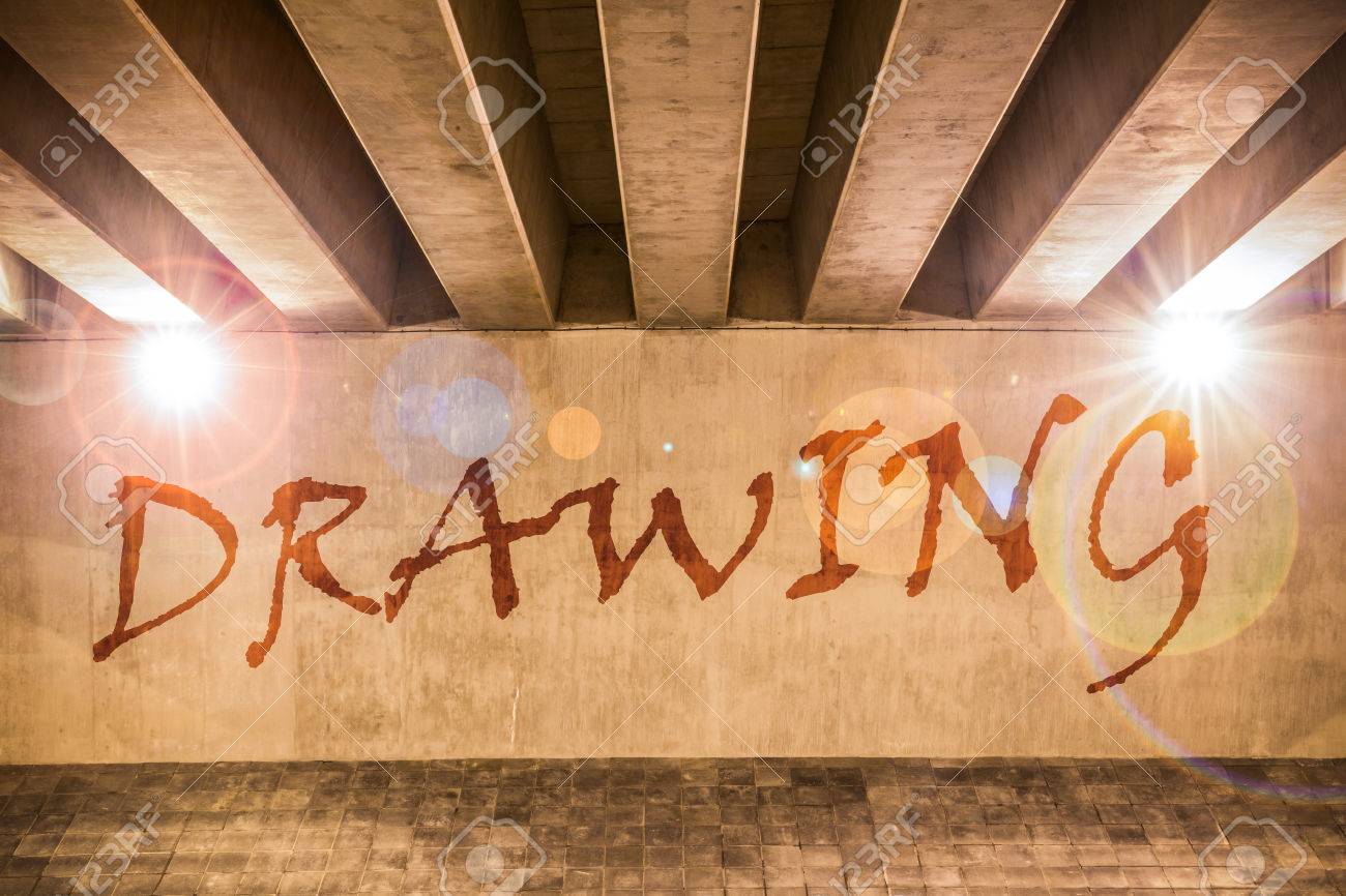 1300x866 The Word Drawing Painted As Graffiti On The Support Column