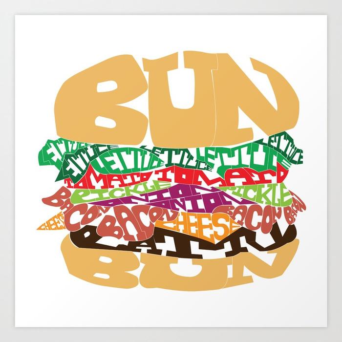 700x700 Word Drawing Burger Art Print By Charltonyu Society6