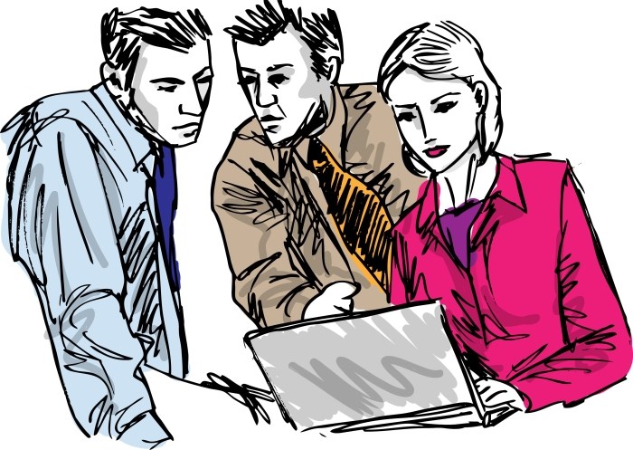 700x497 Drawing Of People Working