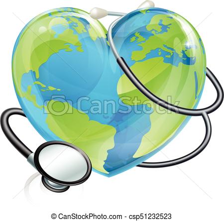 450x444 Stethoscope Heart Earth World Globe Health Concept . Vector