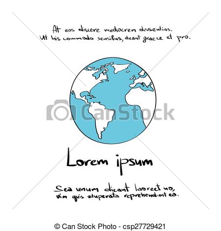 450x470 Globe Logo Blue World Map Hand Draw Color Icon Vector Vector