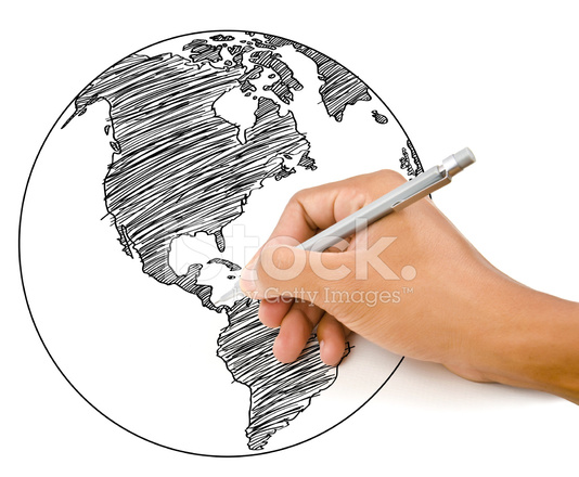 534x440 Hand Drawing World Map Globe Line On The Stock Photos