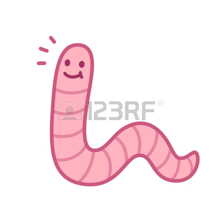 450x450 Earth Worm Cartoon. Outlined Character With Black Stroke. Royalty