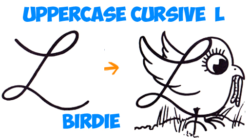 511x285 How To Draw Cartoon Bird With Worm From Uppercase Cursive L Simple
