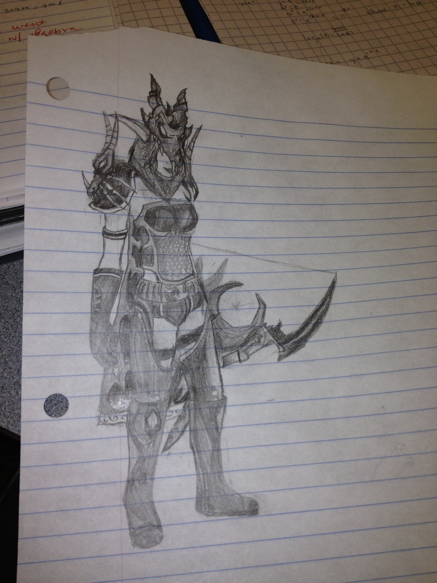 900x1200 Drawing Of My Hunter (Custom Mog) That I Did In Class Wow
