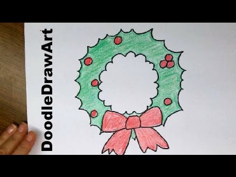 480x360 Drawing How To Draw A Super Easy Cartoon Christmas Wreath