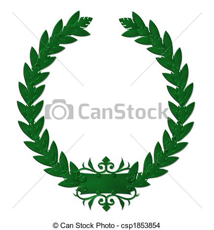 437x470 Green Laurel Wreath Drawing