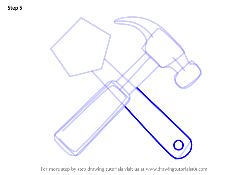 844x598 Learn How To Draw Hammer And Wrench (Tools) Step By Step Drawing