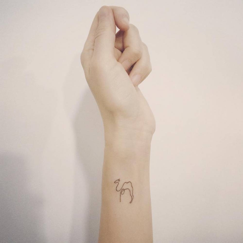 1000x1000 Picasso's Continuous Line Drawing Camel Tattoo On The Wrist