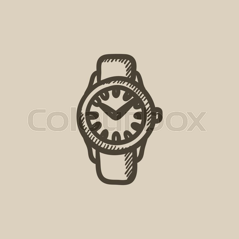 800x800 Wrist Watch Sketch Icon For Web, Mobile And Infographics. Hand
