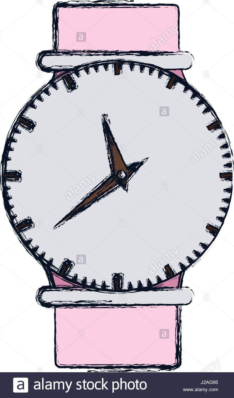 816x1390 Hand Drawing Color Graphic Of Female Wristwatch Stock Vector Art