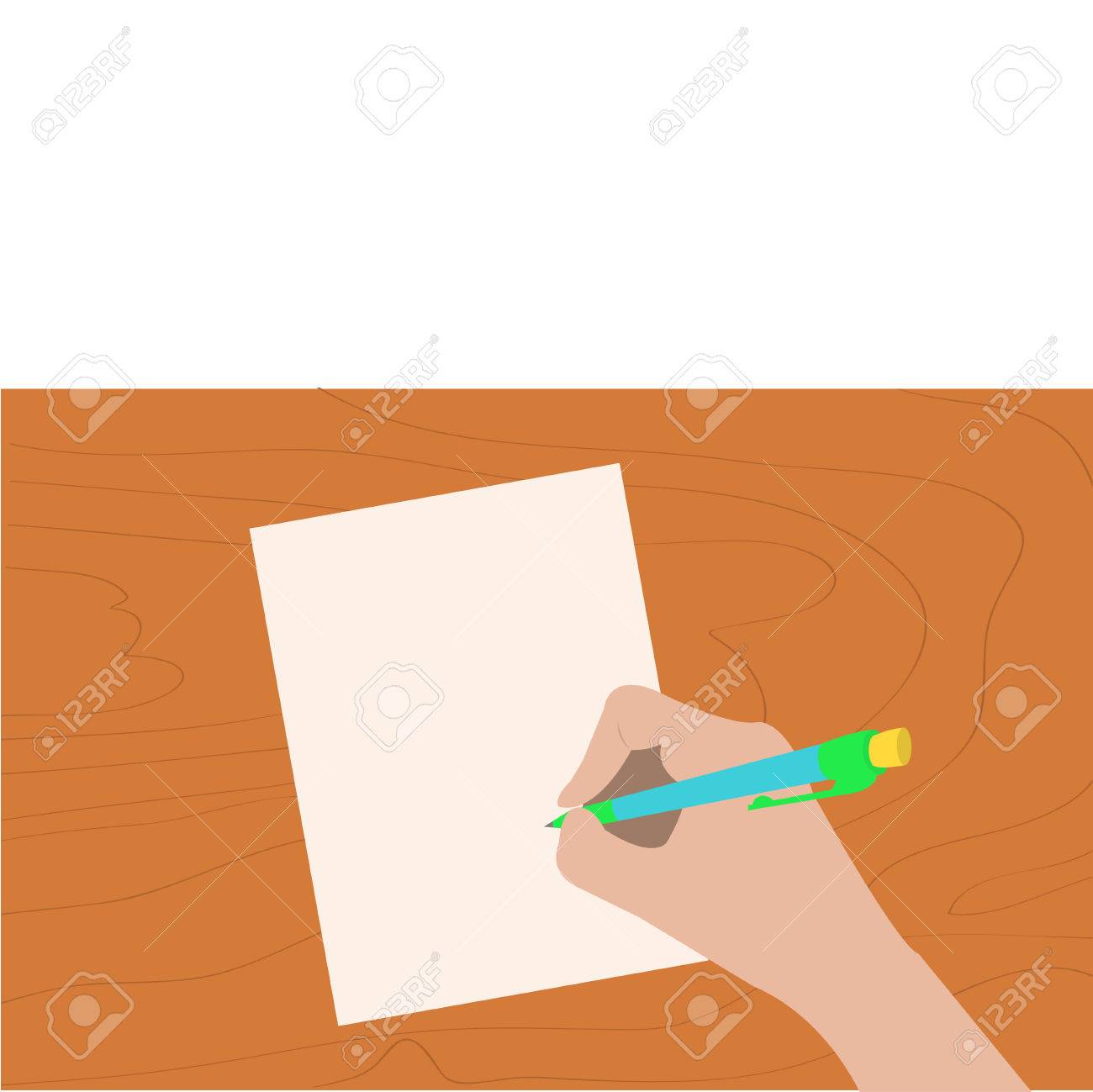 1300x1299 Hand Writing Drawing Pen. Woman Holding Pencil. Paper Sheet