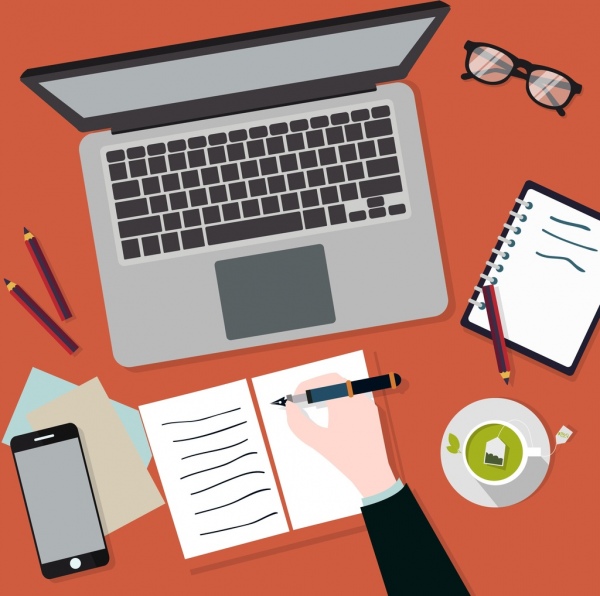 600x596 Workspace Drawing Laptop Writing Hand Book Pen Icons Free Vector