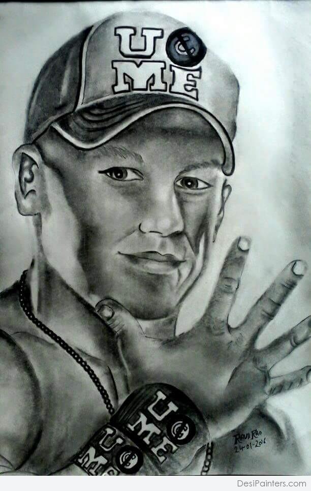612x966 Pencil Sketch Of Wwe Superstar John Cena